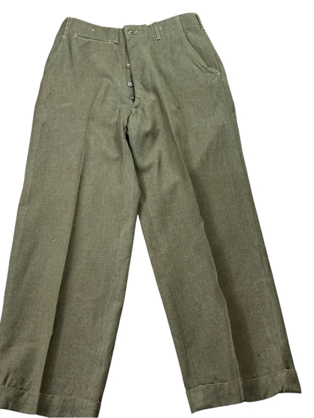 Vintage 1940s US military wool high waist button fly trousers 30x28 USA